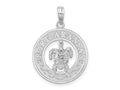 FJC Finejewelers 925 Sterling Silver Rhodium Plated Port Aransas Circle with Turtle Charm 26 x 18 mm