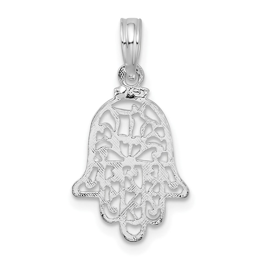 FJC Finejewelers 925 Sterling Silver Rhodium Plated Polished Cut-out Hamsa Charm 22 x 11 mm
