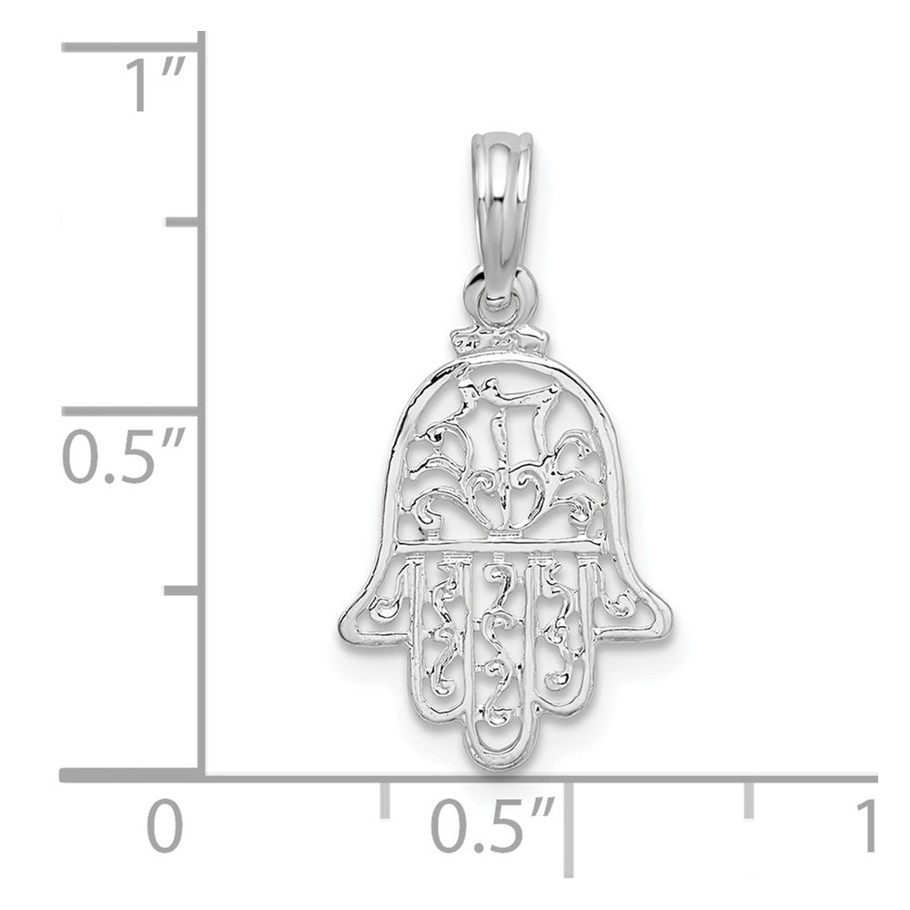FJC Finejewelers 925 Sterling Silver Rhodium Plated Polished Cut-out Hamsa Charm 22 x 11 mm