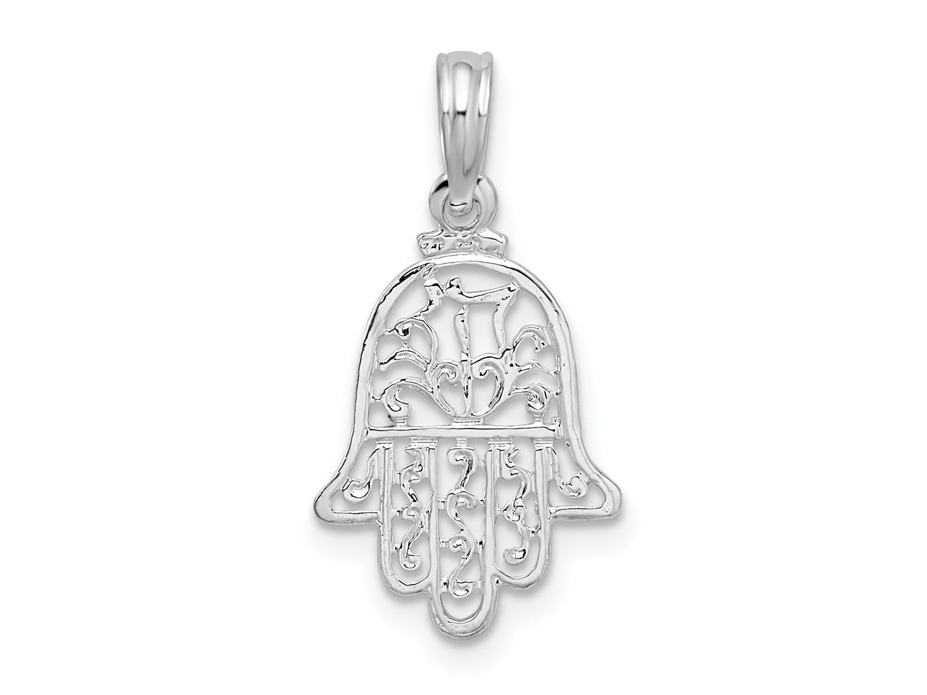 FJC Finejewelers 925 Sterling Silver Rhodium Plated Polished Cut-out Hamsa Charm 22 x 11 mm
