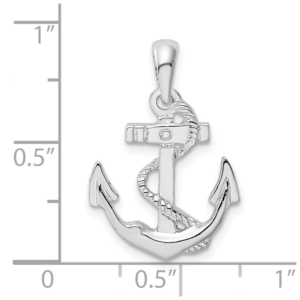 FJC Finejewelers 925 Sterling Silver Rhodium Plated Polished Anchor with Rope Charm 23 x 15 mm