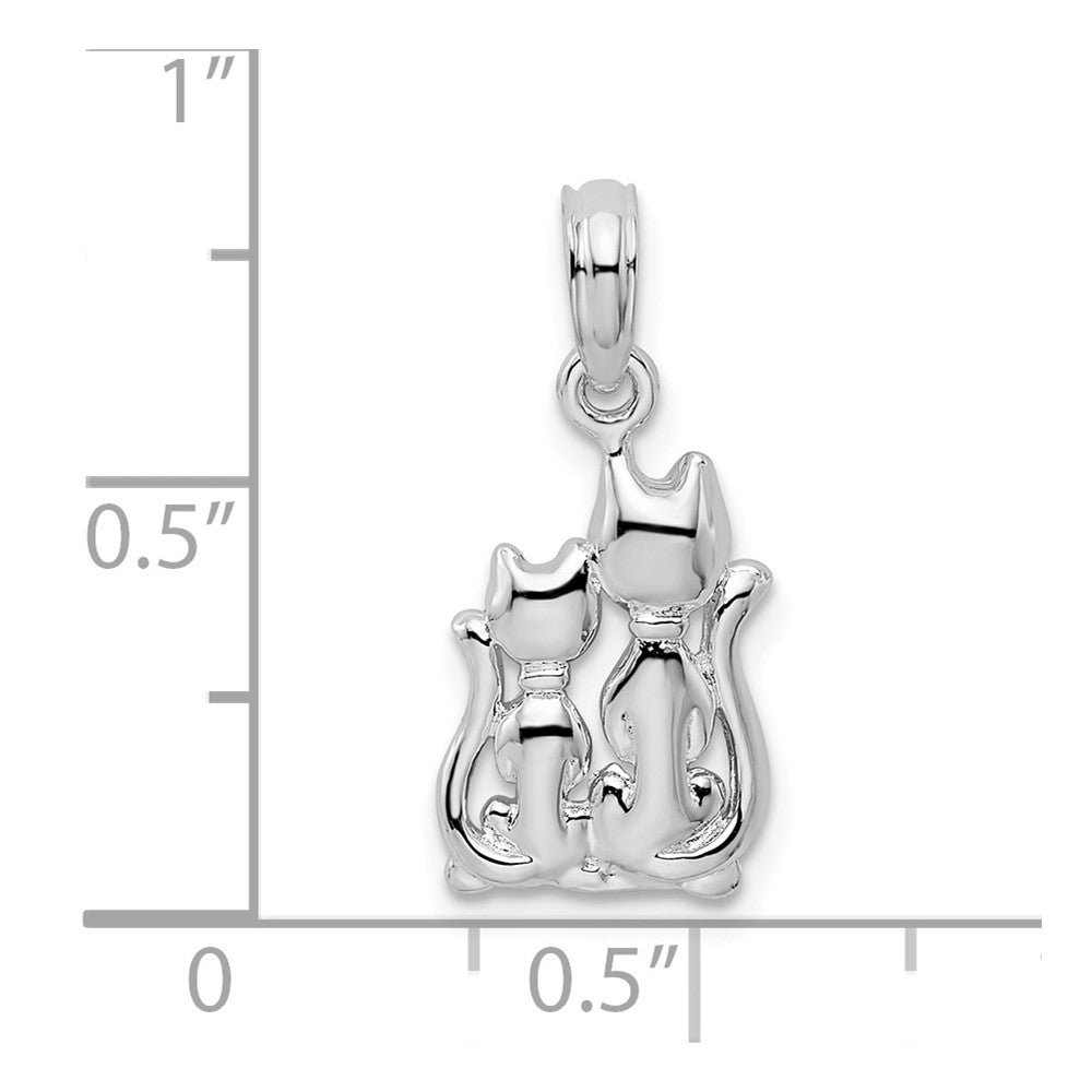 FJC Finejewelers 925 Sterling Silver Rhodium Plated Polished Big and Little Cats Charm 9 mm