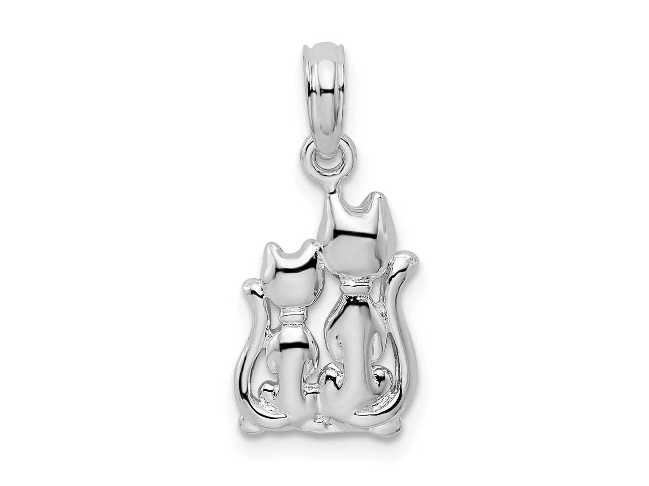 FJC Finejewelers 925 Sterling Silver Rhodium Plated Polished Big and Little Cats Charm 9 mm