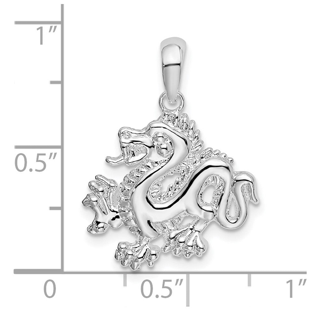 FJC Finejewelers 925 Sterling Silver Rhodium Plated Polished Small Dragon Charm 24 x 17 mm
