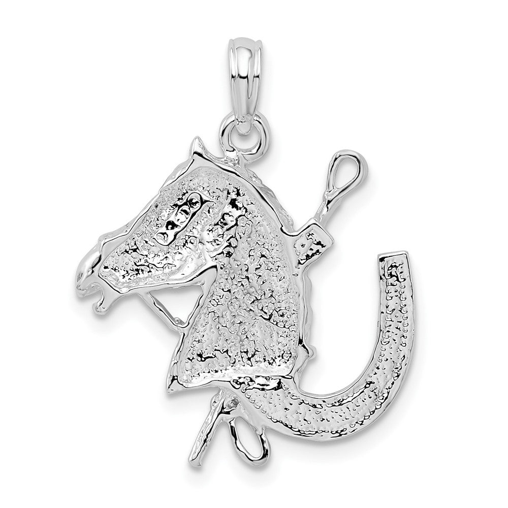 FJC Finejewelers 925 Sterling Silver d Horse Head with Crop and Horseshoe Charm 21 mm