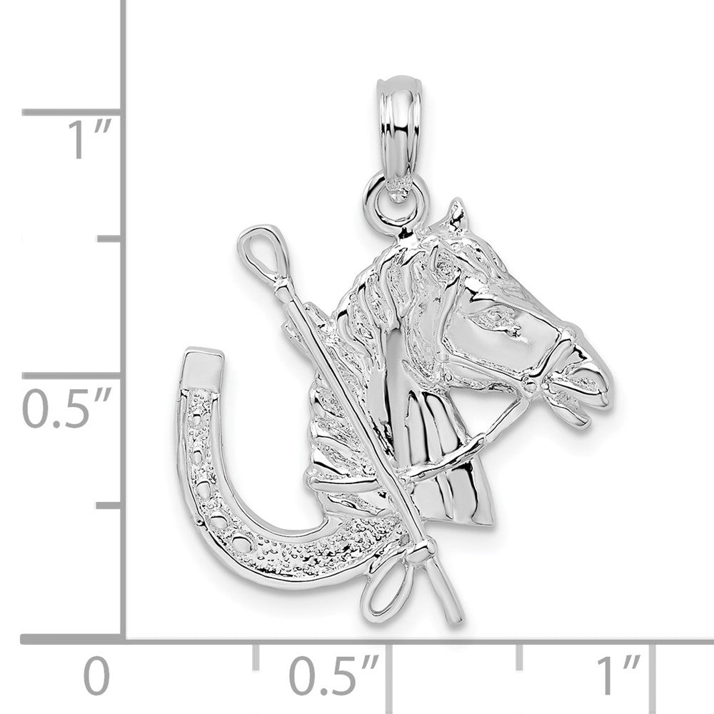 FJC Finejewelers 925 Sterling Silver d Horse Head with Crop and Horseshoe Charm 21 mm