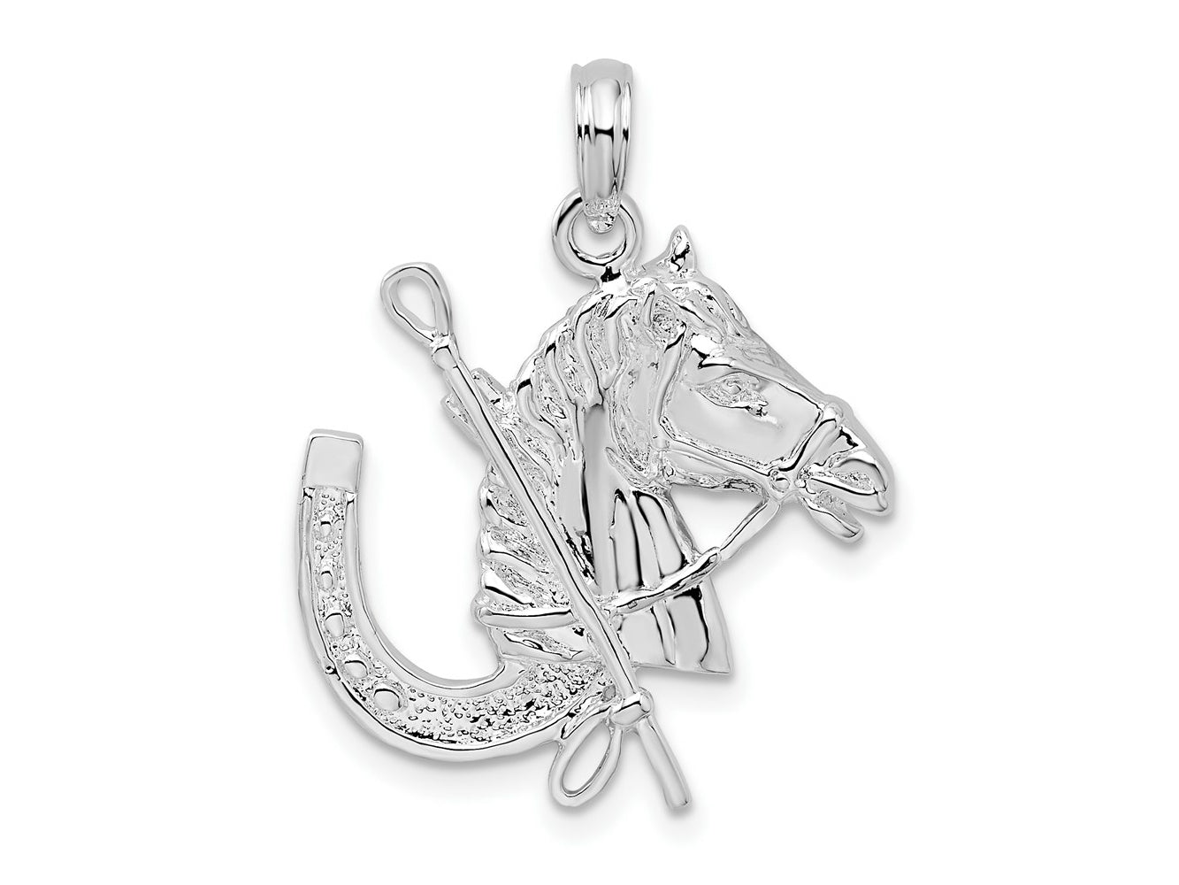 FJC Finejewelers 925 Sterling Silver d Horse Head with Crop and Horseshoe Charm 21 mm