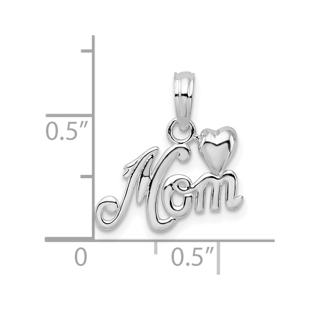 FJC Finejewelers 925 Sterling Silver Polished Mom with Heart Charm