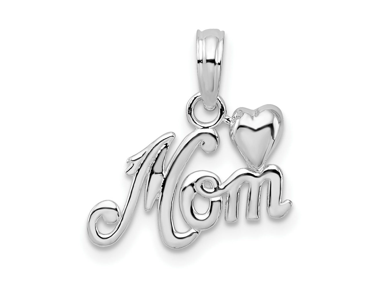 FJC Finejewelers 925 Sterling Silver Polished Mom with Heart Charm