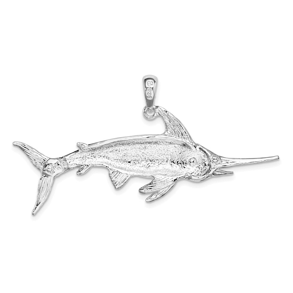 FJC Finejewelers 925 Sterling Silver Rhodium Plated Polished and Satin Swordfish Charm 29 x 54 mm