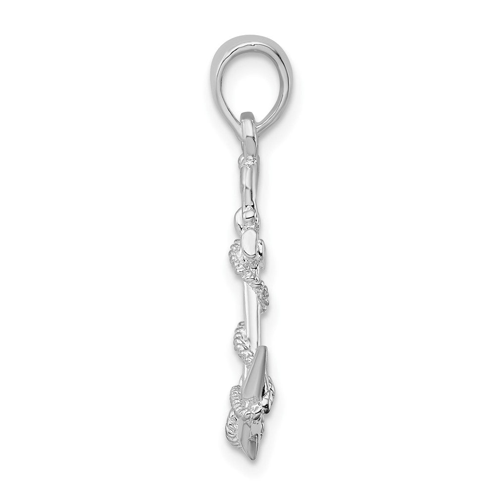 FJC Finejewelers 925 Sterling Silver Rhodium Plated 3D Anchor with Rope and Shackle Charm 27 x 11 mm