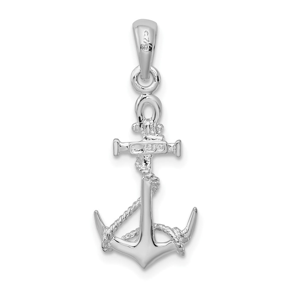 FJC Finejewelers 925 Sterling Silver Rhodium Plated 3D Anchor with Rope and Shackle Charm 27 x 11 mm