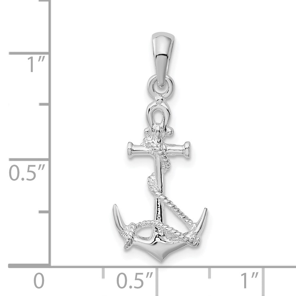 FJC Finejewelers 925 Sterling Silver Rhodium Plated 3D Anchor with Rope and Shackle Charm 27 x 11 mm