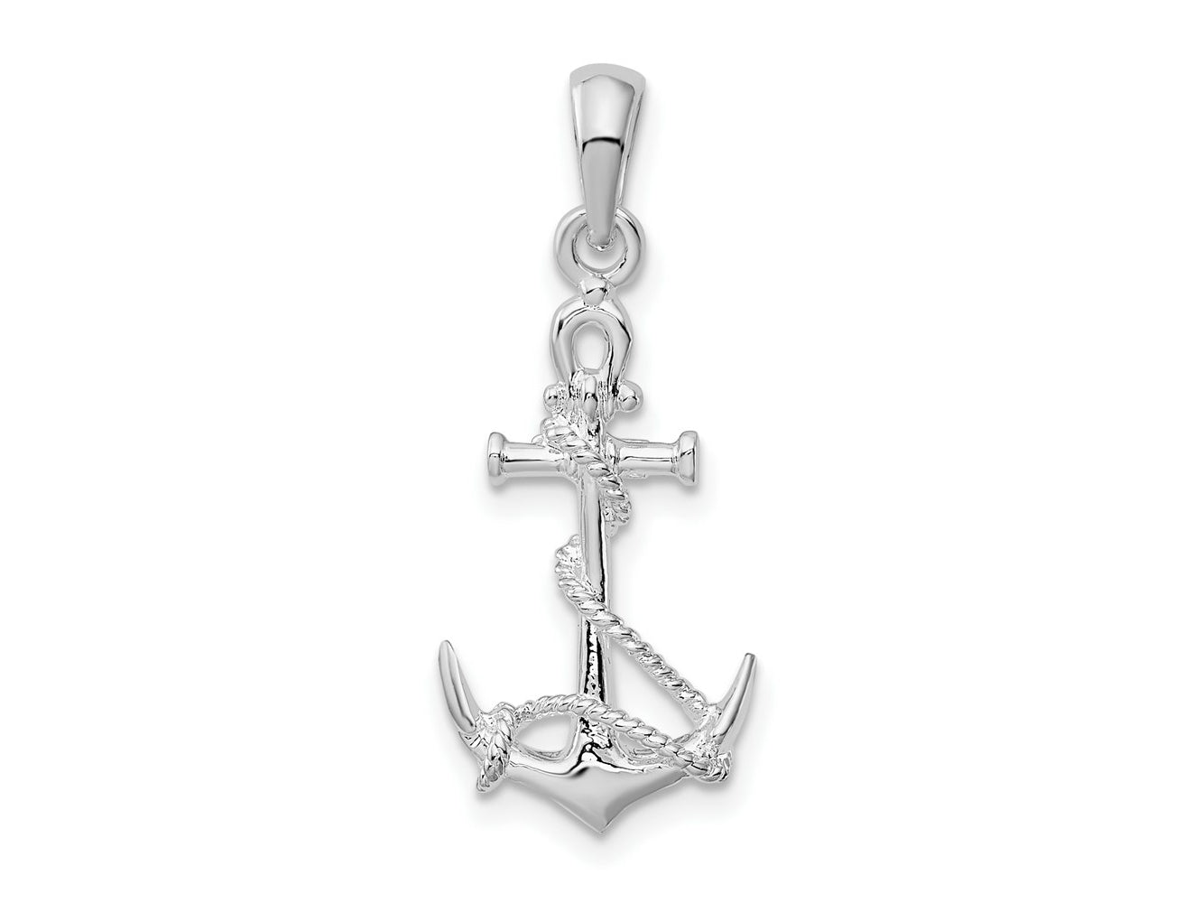 FJC Finejewelers 925 Sterling Silver Rhodium Plated 3D Anchor with Rope and Shackle Charm 27 x 11 mm