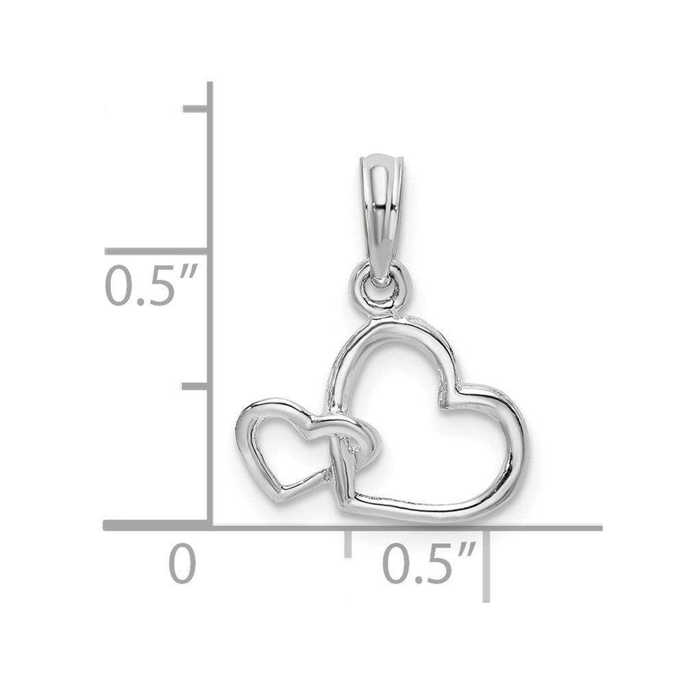 FJC Finejewelers 925 Sterling Silver Rhodium Plated Intertwined Double Hearts Charm