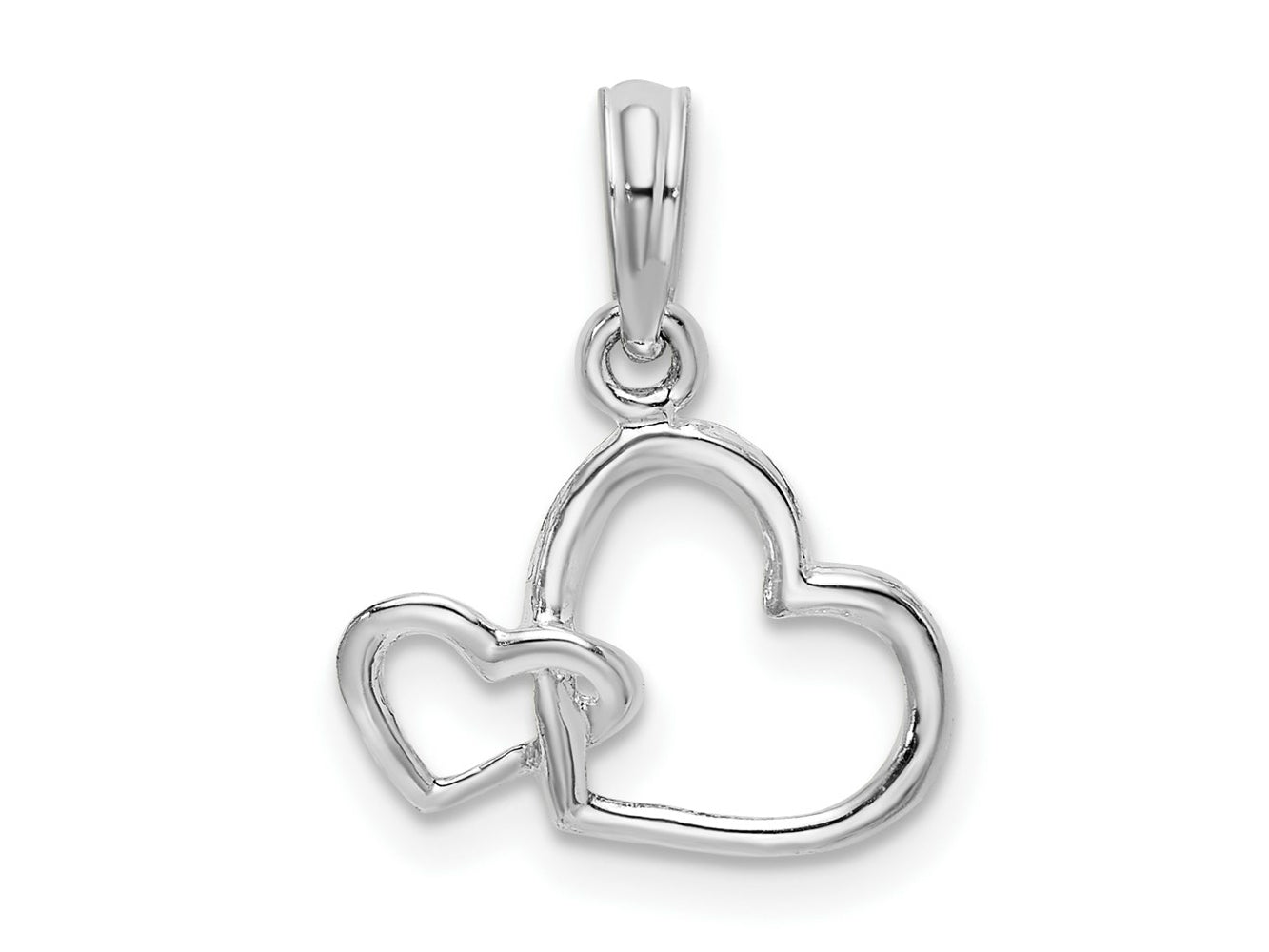 FJC Finejewelers 925 Sterling Silver Rhodium Plated Intertwined Double Hearts Charm