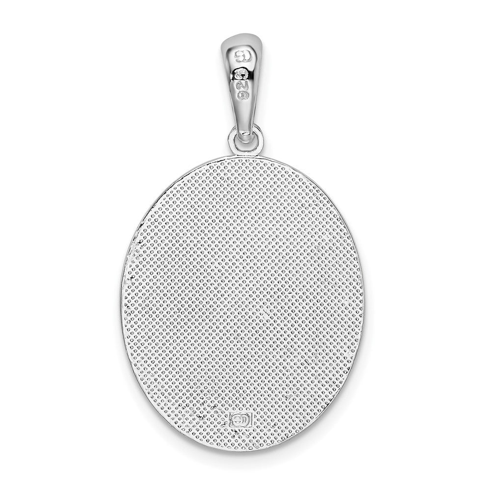 FJC Finejewelers 925 Sterling Silver d Textured Flamingos with Palm Tree Oval Charm 30 x 17 mm