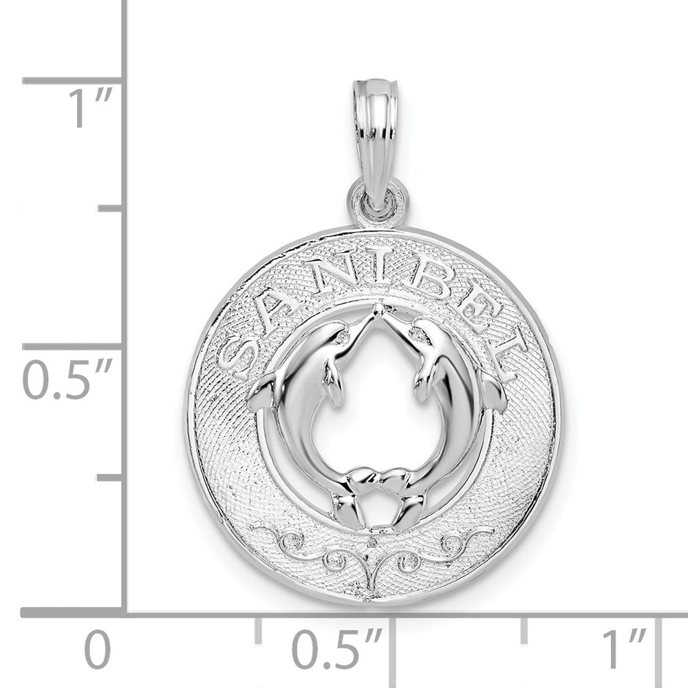 FJC Finejewelers 925 Sterling Silver d Polished Sanibel Circle with Dolphins Charm 25 x 18 mm