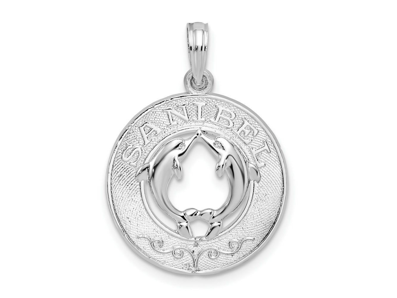 FJC Finejewelers 925 Sterling Silver d Polished Sanibel Circle with Dolphins Charm 25 x 18 mm