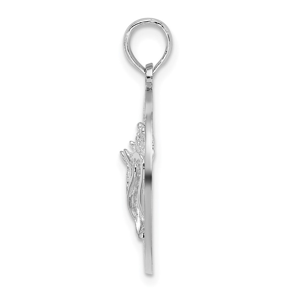 FJC Finejewelers 925 Sterling Silver Rhodium Plated Polished Sanibel Circle with Shell Charm 25 x 18 mm