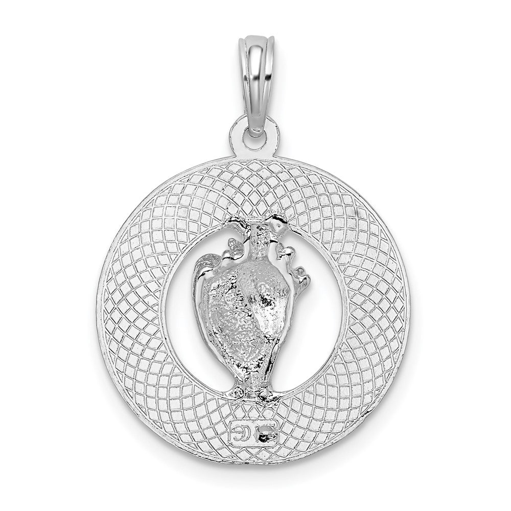 FJC Finejewelers 925 Sterling Silver Rhodium Plated Polished Sanibel Circle with Shell Charm 25 x 18 mm