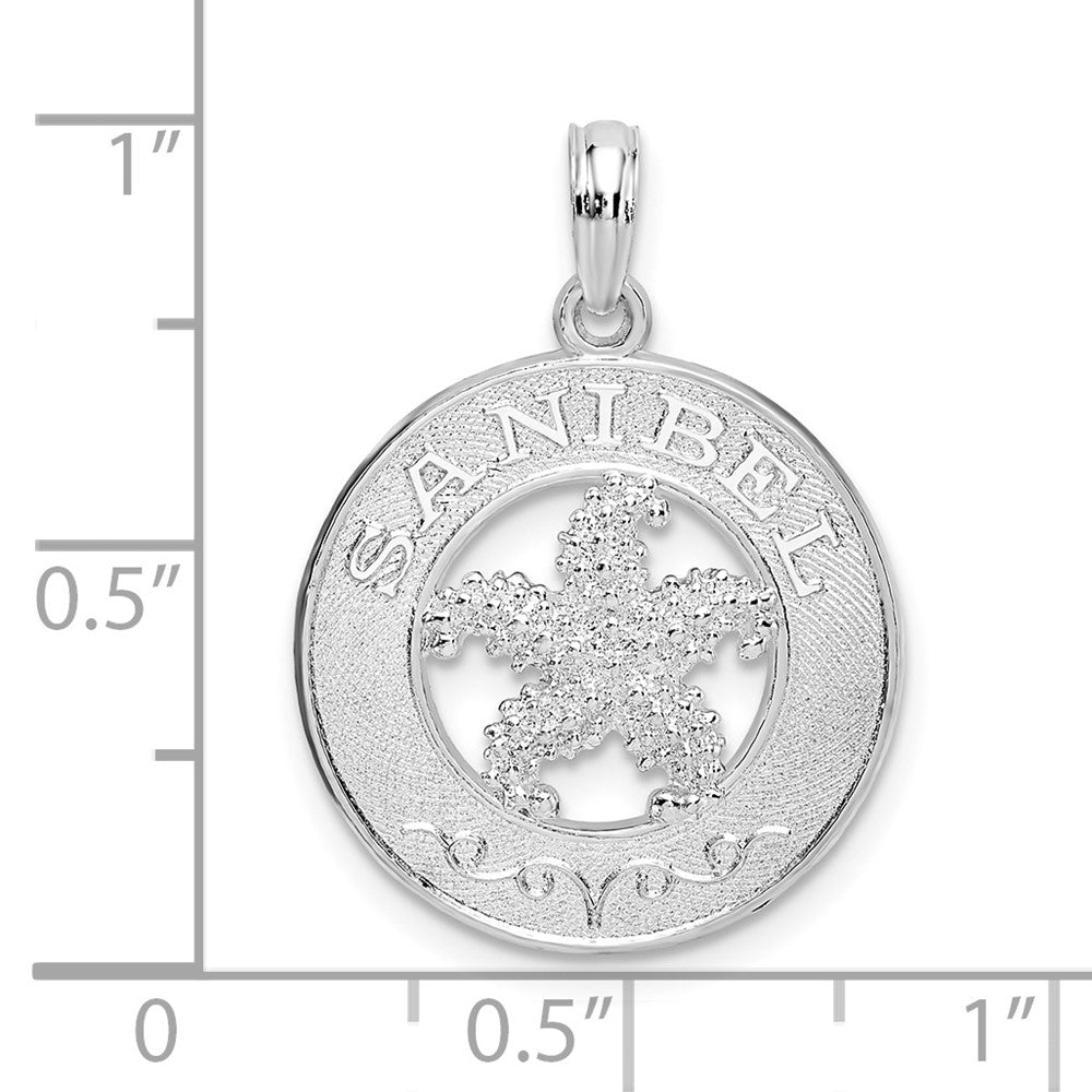 FJC Finejewelers 925 Sterling Silver  Polished Sanibel Circle with Starfish Charm 25 x 18 mm