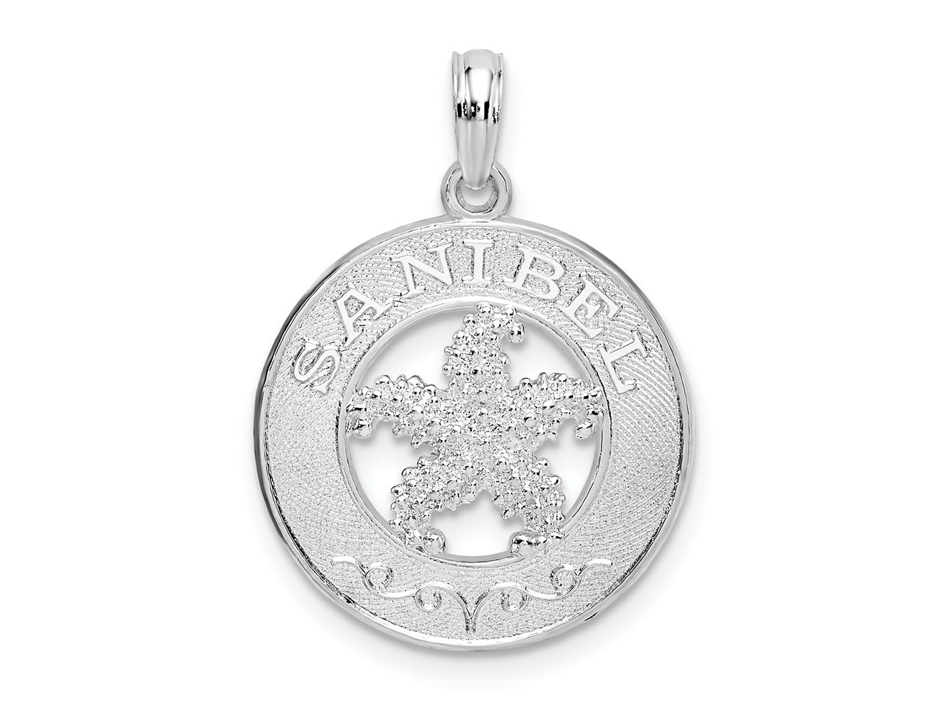 FJC Finejewelers 925 Sterling Silver  Polished Sanibel Circle with Starfish Charm 25 x 18 mm