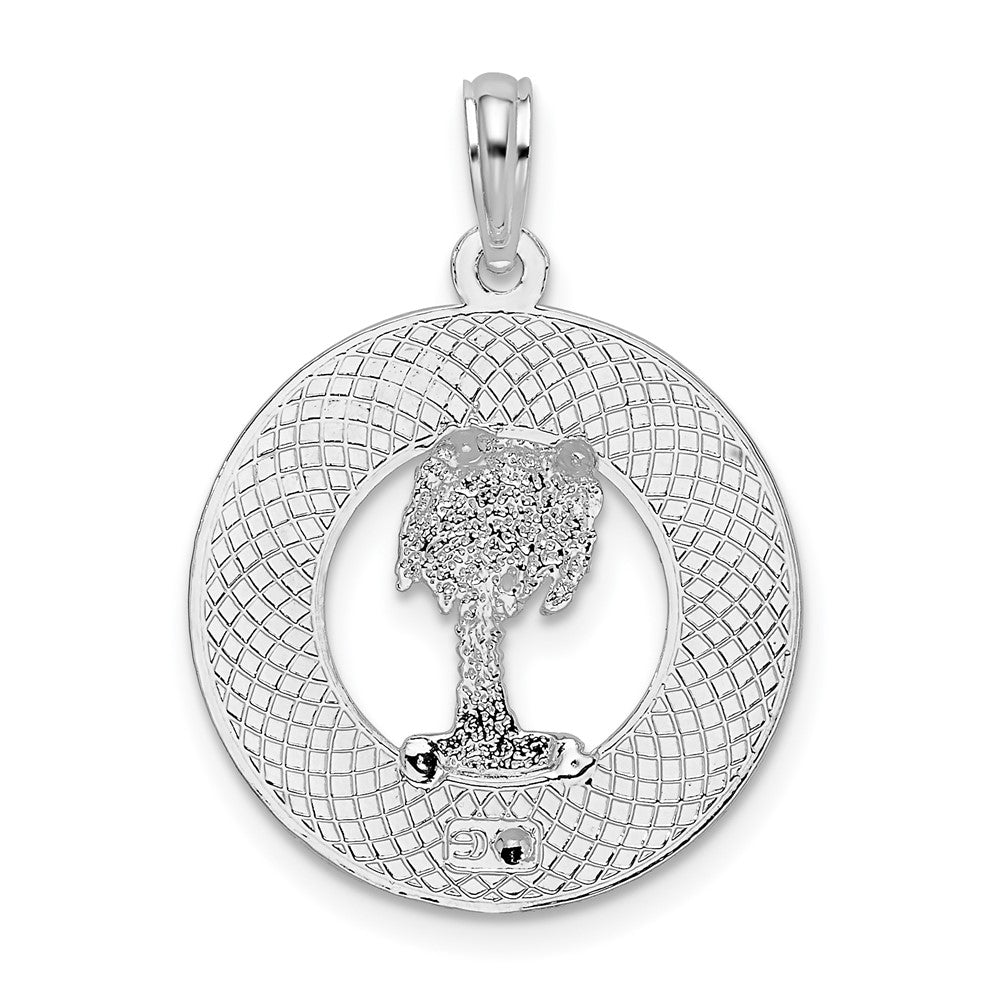 FJC Finejewelers 925 Sterling Silver d Polished Sanibel Circle with Palm Tree Charm 25 x 18 mm