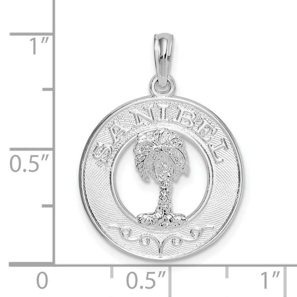 FJC Finejewelers 925 Sterling Silver d Polished Sanibel Circle with Palm Tree Charm 25 x 18 mm
