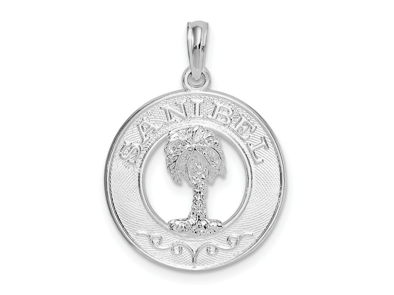 FJC Finejewelers 925 Sterling Silver d Polished Sanibel Circle with Palm Tree Charm 25 x 18 mm
