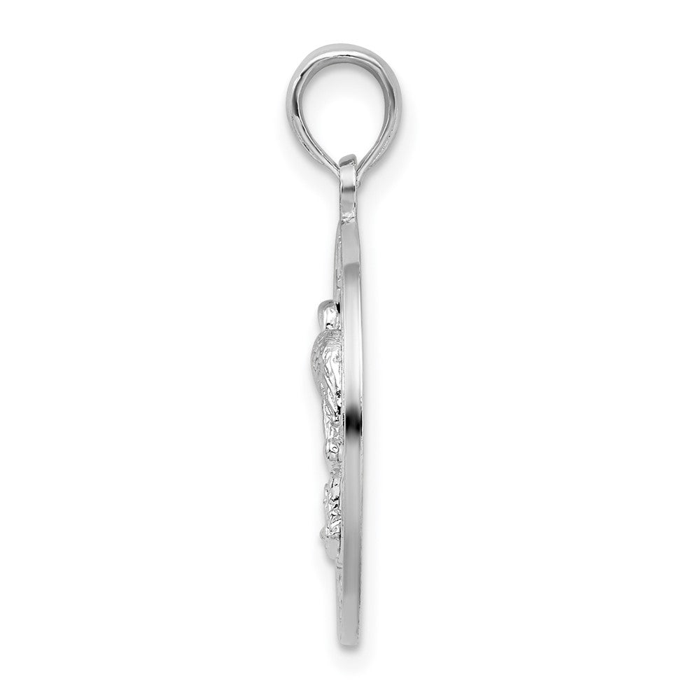 FJC Finejewelers 925 Sterling Silver d Polished Sanibel Circle with Flamingo Charm 25 x 18 mm
