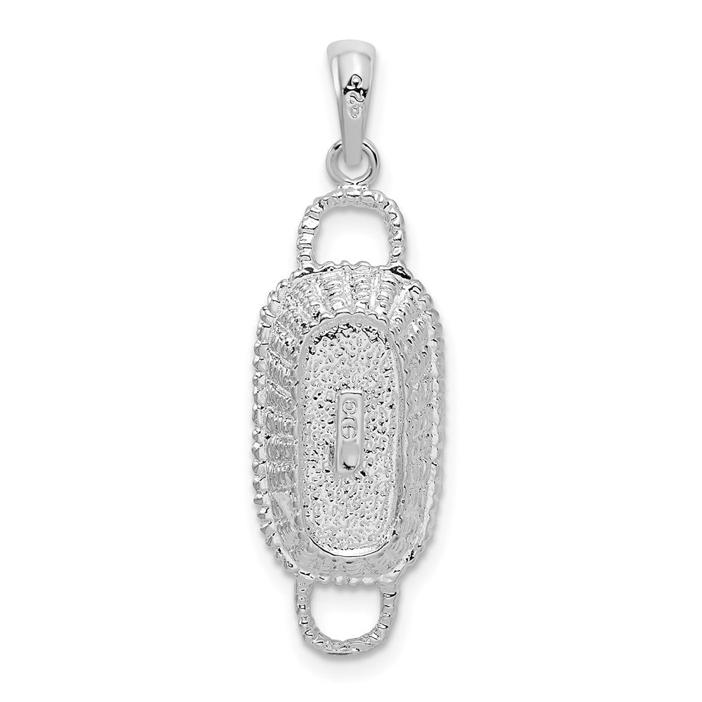 FJC Finejewelers 925 Sterling Silver Rhodium Plated Polished 3D Rectangular Basket Charm 32 x 9 mm
