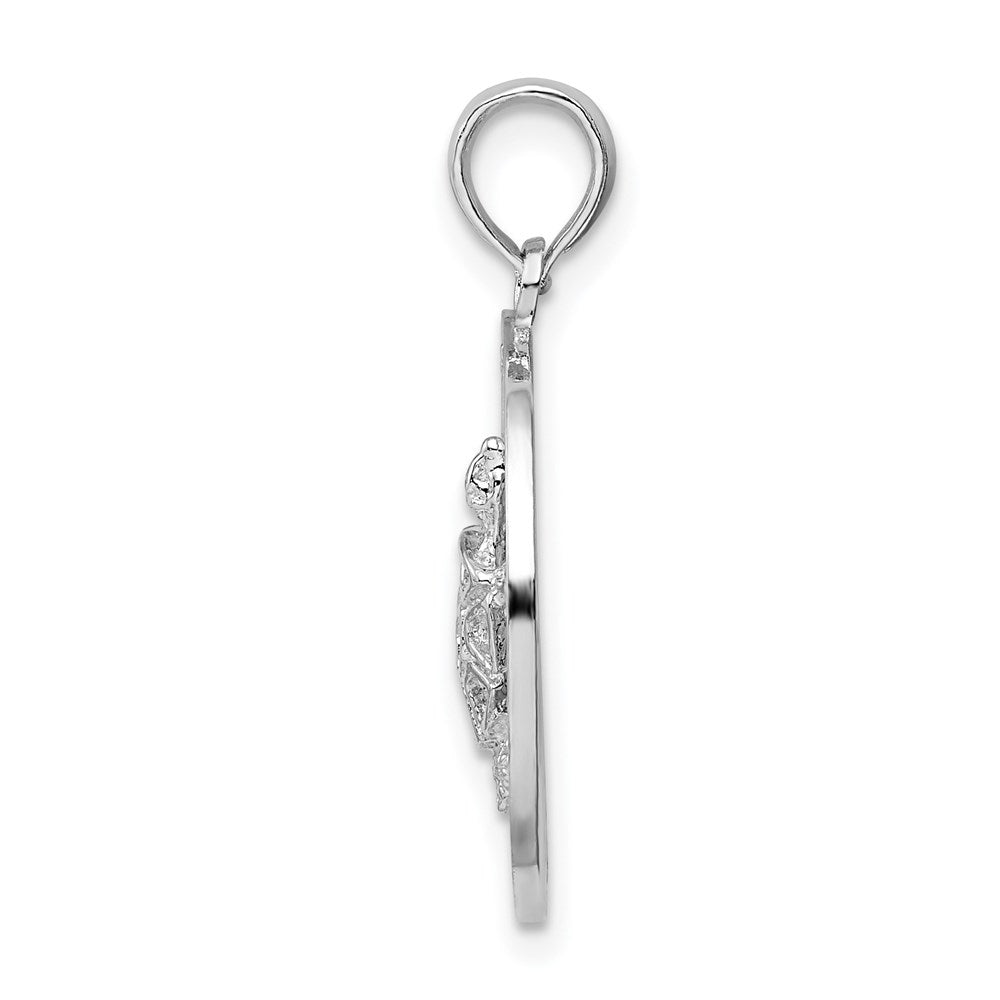 FJC Finejewelers 925 Sterling Silver Rhodium Plated Turks and Caicos Circle with Turtle Charm 25 x 17 mm