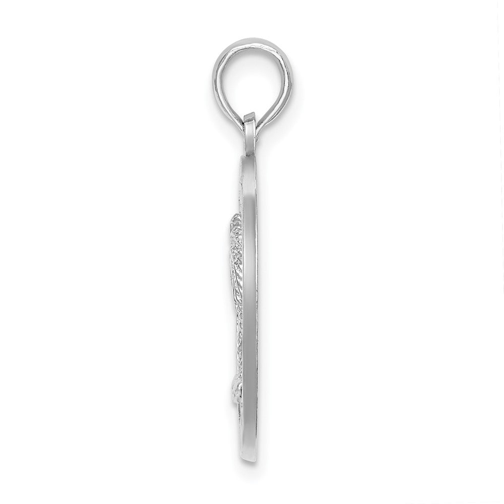 FJC Finejewelers 925 Sterling Silver Rhodium Plated Charleston Circle with Palm Tree Charm 25 x 18 mm