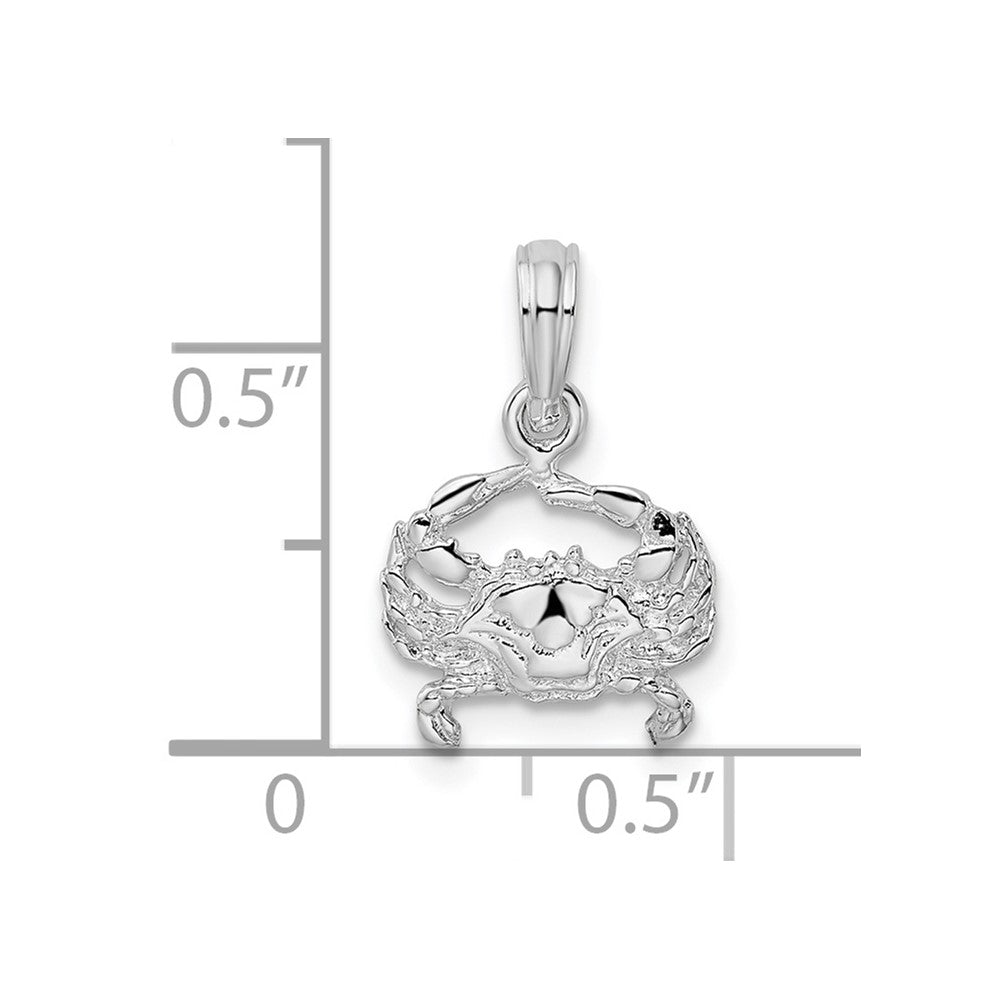 FJC Finejewelers 925 Sterling Silver Rhodium Plated Polished Blue Crab Charm 16 x 11 mm