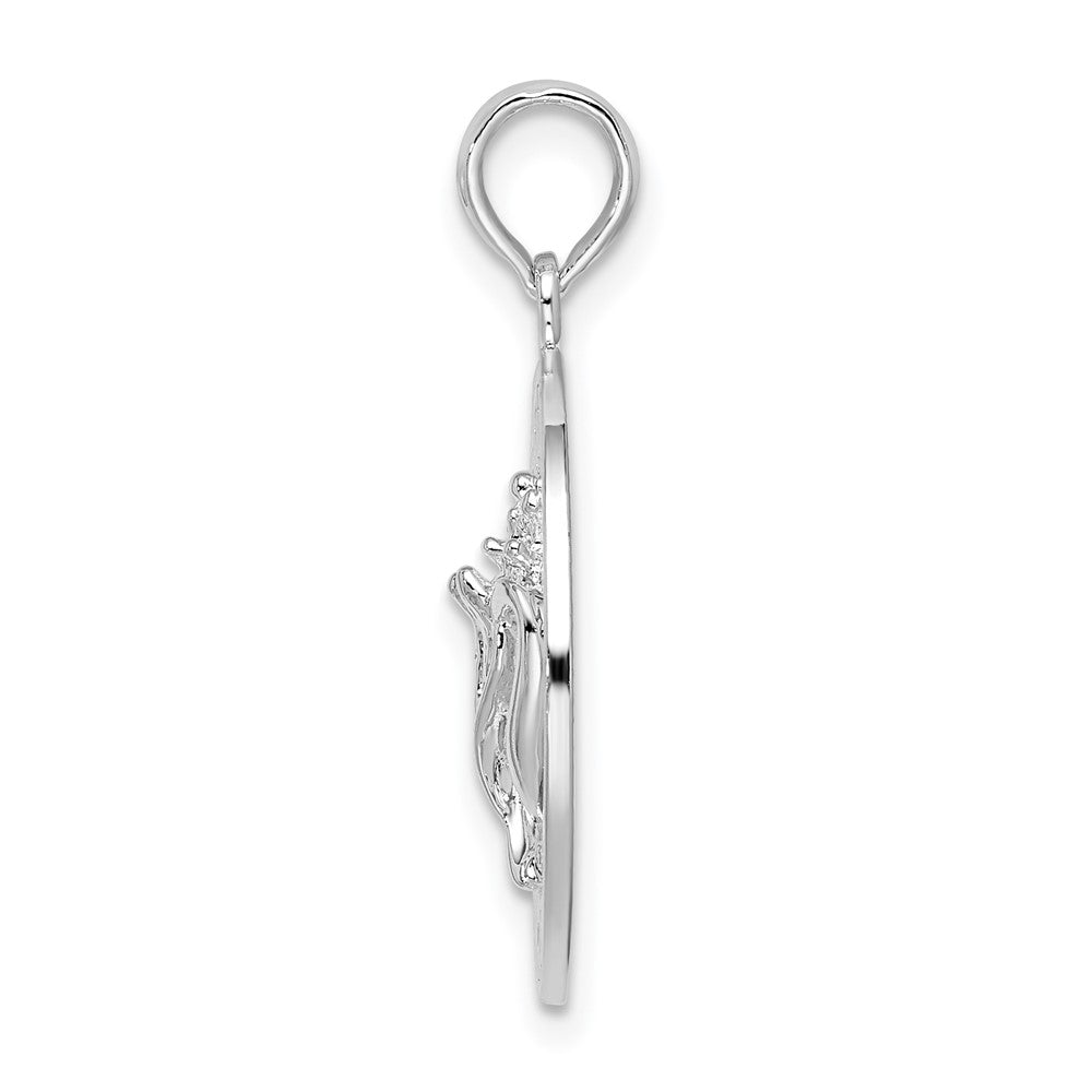 FJC Finejewelers 925 Sterling Silver Rhodium Plated Ocean City, MD Circle with Shell Charm 25 x 17 mm