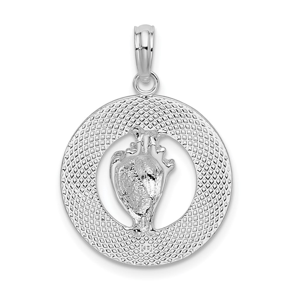 FJC Finejewelers 925 Sterling Silver Rhodium Plated Ocean City, MD Circle with Shell Charm 25 x 17 mm