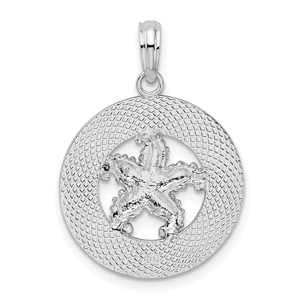 FJC Finejewelers 925 Sterling Silver Rhodium Plated Ocean City, MD Circle with Starfish Charm 25 x 17 mm