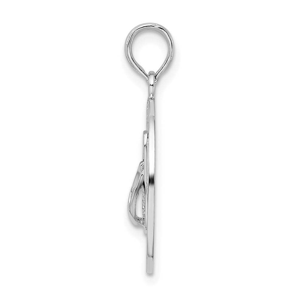 FJC Finejewelers 925 Sterling Silver Rhodium Plated Ocean City, MD Circle with Flip-flop Charm 25 x 17 mm