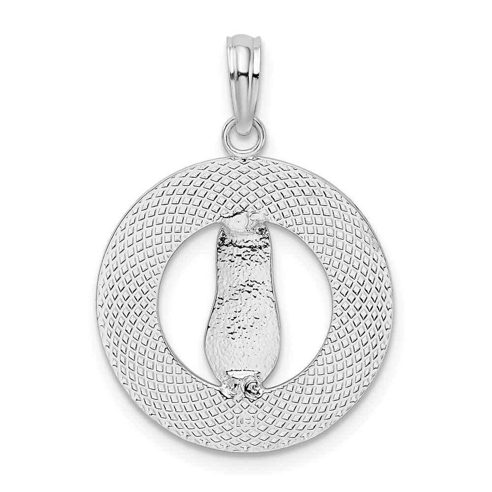 FJC Finejewelers 925 Sterling Silver Rhodium Plated Ocean City, MD Circle with Flip-flop Charm 25 x 17 mm