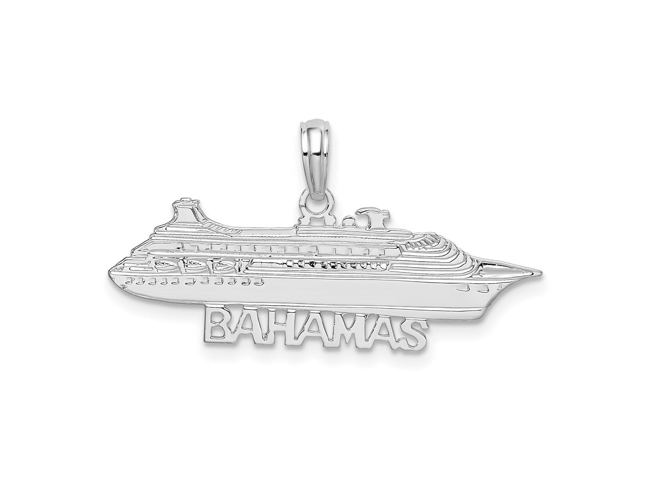 FJC Finejewelers 925 Sterling Silver Rhodium Plated Polished Bahamas Cruise Ship Charm 16 x 30 mm