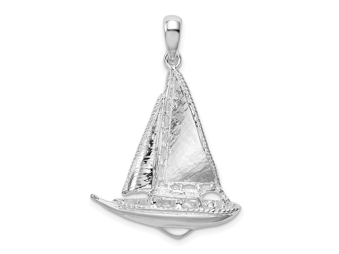 FJC Finejewelers 925 Sterling Silver Rhodium Plated Polished 3D Sailboat Charm 37 x 24 mm
