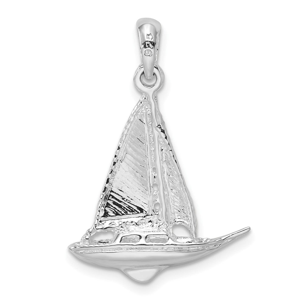 FJC Finejewelers 925 Sterling Silver Rhodium Plated Polished 3D Sailboat Charm 28 x 18 mm