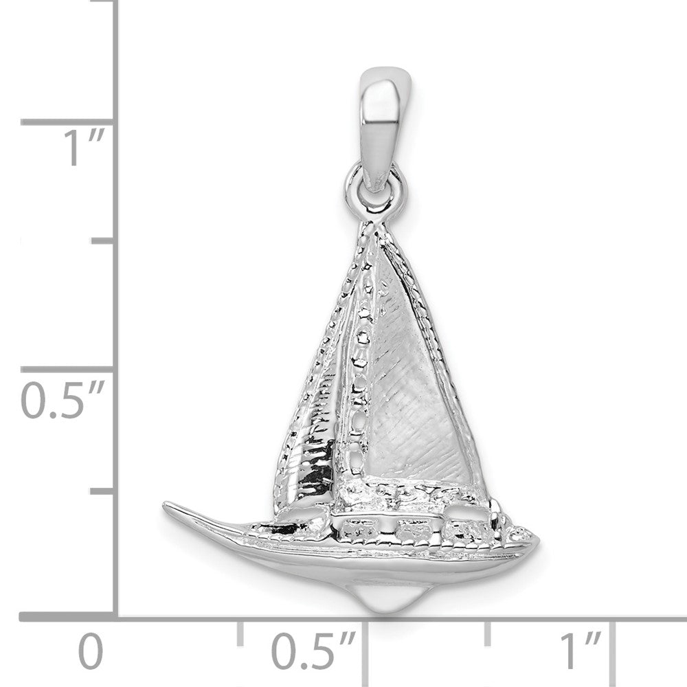 FJC Finejewelers 925 Sterling Silver Rhodium Plated Polished 3D Sailboat Charm 28 x 18 mm