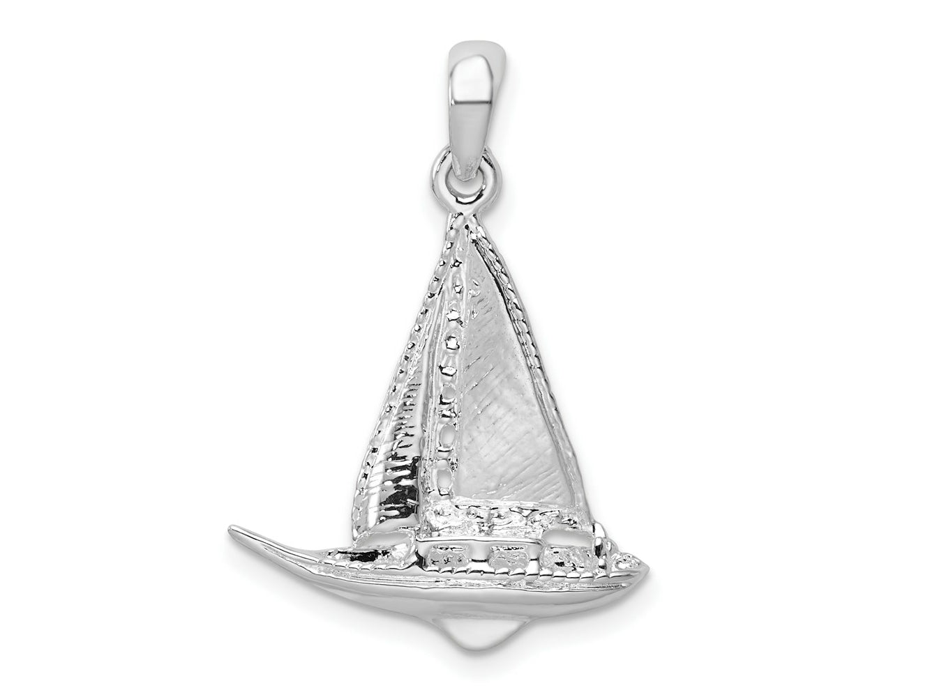 FJC Finejewelers 925 Sterling Silver Rhodium Plated Polished 3D Sailboat Charm 28 x 18 mm
