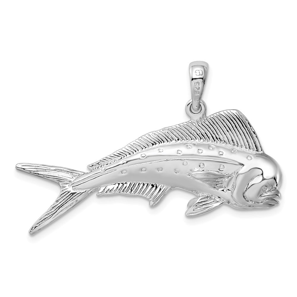 FJC Finejewelers 925 Sterling Silver Rhodium Plated Polished 3D Mahi-Mahi Fish Charm 28 x 41 mm