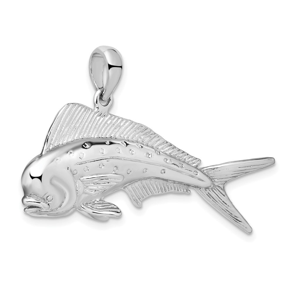 FJC Finejewelers 925 Sterling Silver Rhodium Plated Polished 3D Mahi-Mahi Fish Charm 28 x 41 mm