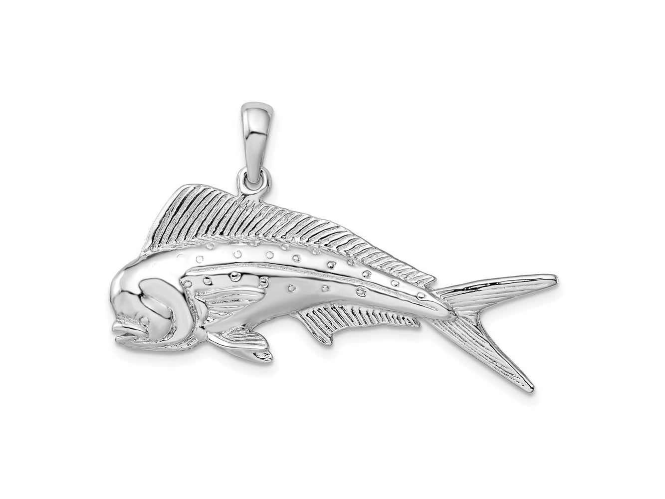 FJC Finejewelers 925 Sterling Silver Rhodium Plated Polished 3D Mahi-Mahi Fish Charm 28 x 41 mm