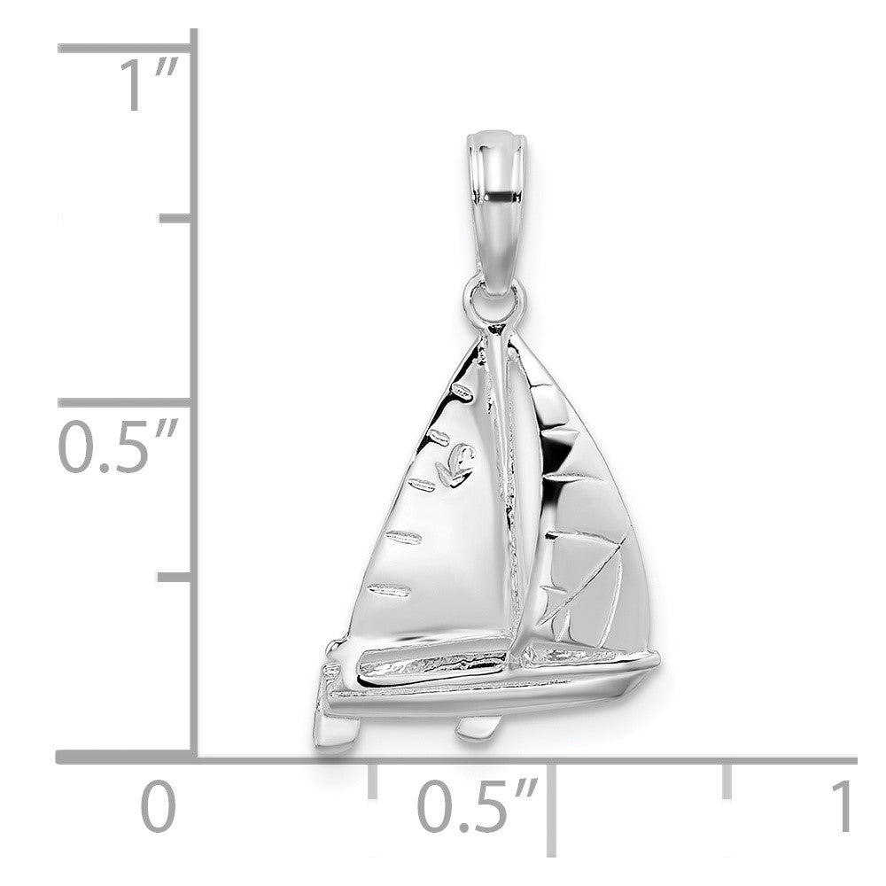 FJC Finejewelers 925 Sterling Silver Rhodium Plated Polished 3D Sailboat Charm 22 x 12 mm