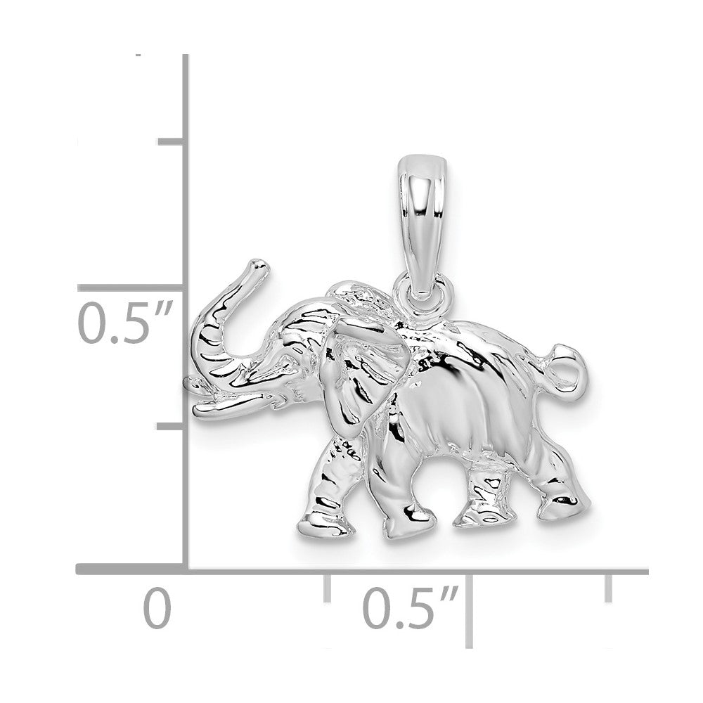 FJC Finejewelers 925 Sterling Silver Rhodium Plated Polished 3D Elephant Charm 18 mm